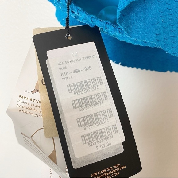 ViX Natalie Bandeau Top Scales Blue Ruffle Off the Shoulder - Picture 6 of 7